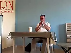 man, naked curvy waitress lets restaurant guest eat pussy from her navel like a horny housewife