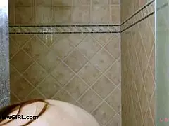 tall brunette model strips for photoshoot then takes steamy shower solo