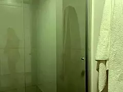 latina milf showers behind scenes with big natural tits