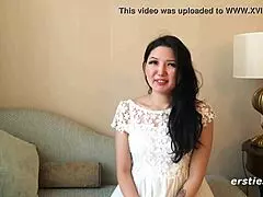 ameliya fingers her shaved pussy clit nipples intimate solo