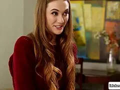 lesbian teen 18+ flirts hard then smothers her big tits stepmom with facesitting