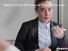 at work the milf bends over for rough double penetration and cum facials from two cocks