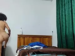 busty latina mature slips into student uniform flashing her huge natural tits with joy