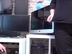 Lacey Starr kneels for deepthroat blowjob and handjob in homemade pov