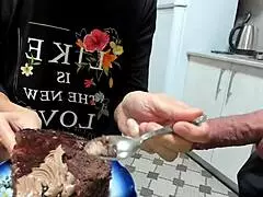 milf cougar feeds cock food before cfnm creampie cumshot