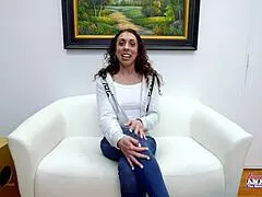 Exotic brunette Mercedez sucks that big cock then rides it deep.