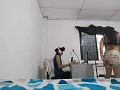 Busty stepsister dances in stepbrother's apartment while playing virtual reality