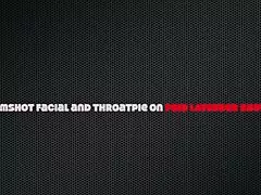 sexy teen gets throat stuffed in rough sloppy deepthroat facefuck ending with epic cumshot facial and swallow