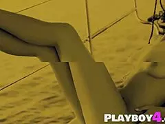 Sexy big tits brunette MILF STRIPS and poses exposing her ripped lingerie body