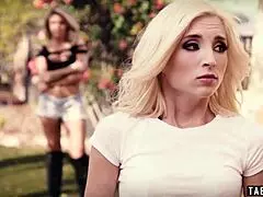 nasty milf sneaks petite shaved teen pussy surprise for horny hubby