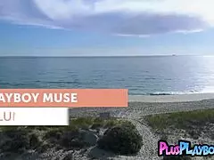 stunning milf lifeguard miluniel louis strips lingerie on beach