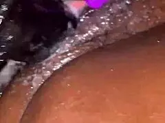 wet wife rides my cock in ass while fucking huge toy till cum