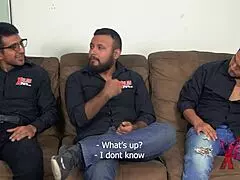 Golosa the fiery redhead Venezuelan tests two Peruvian newbies in steamy casting threesome with riding and deepthroat