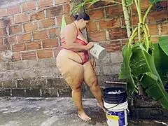 Colombian beauty's neighbor sneaks into garden for rough doggystyle pounding tight wet pussy missionary cumshot