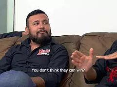 Golosa the fiery redhead Venezuelan tests two Peruvian newbies in steamy casting threesome with riding and deepthroat