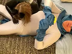 granny catwoman deep throats batman's cock doesn't she