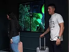 colombian big-assed stepmother shares bed with saggy tits after trip mistake clothes ripped