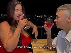 gorgeous latina milf savannah watson fucks young stud passionately on balcony