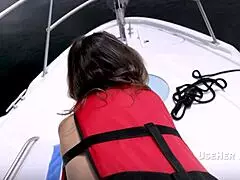 whoa curvy blonde stepmom's fat tits and big ass jiggle while mommy fucks on my boat pov 😍🍑💦