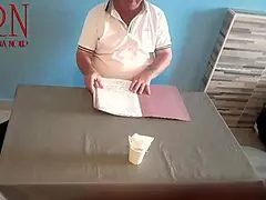 oh man i swear this naked curvy brunette waitress maid lets restaurant guest eat from her navel submissive domination girl next door