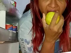 curvy latina stepmom gets surprised fucked in kitchen fridge raid