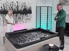 we shouldn't do this but your in-law wife needs this taboo nuru massage gone intimate wrong