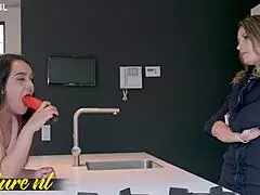 horny latina stepdaughter esperanza del horno seduces stepmom with toys and rimjob