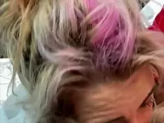 streetwalker slurps cum off dick post facial in car pov