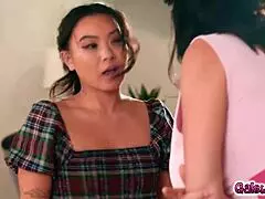 kimmy kimm's office lesson with boss sheena ryder turns into wet squirting threesome domination