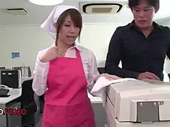 Chihiro Akino's office cravings lead to hardcore JAV blowjob begging for that creampie finish