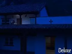 good looking cowboy pounds smoking hot blonde teen's shaved pussy outdoors