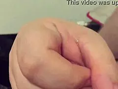 my chubby blonde wife strokes cock pov with her hairy beaver slow motion cumshot