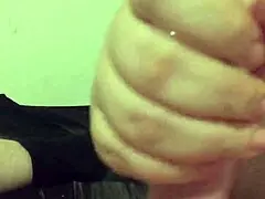 my chubby blonde wife strokes cock pov with her hairy beaver slow motion cumshot