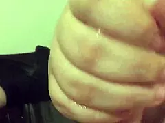 my chubby blonde wife strokes cock pov with her hairy beaver slow motion cumshot