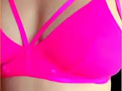 wifey's perfect tits burst out in hot pink lingerie