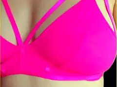 wifey's perfect tits burst out in hot pink lingerie