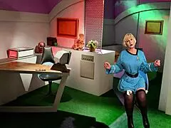 Tos granny nurse chapel tests romulan fuck machine with huge dildo close-up in hospital cosplay
