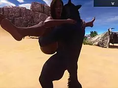 whoa 😍 big juicy ebony milf indra rides wolf man's cock hard and squirts everywhere for halloween!