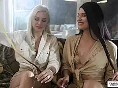 Trans zariah aura eagerly throats kenzies foot in fetish play