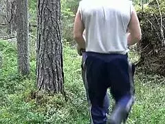 cunning forester risks it all fucking busty blonde wife outdoors cum on ass