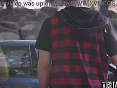 stranded blonde milf hitchhiker meets stud and they get busy outdoors outdoors