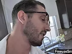 Teacher drills teen student pussy while stepmom watches closely