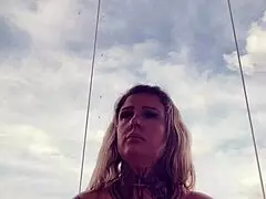 tattooed babe's hard nipples poke through see-through gym top!