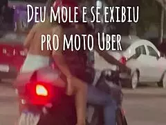 Belinha flashes motoboy then takes hubby's cum in her tight ass on beach?