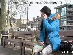 wanna see this british babe flash her cute titties outdoors?