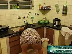 Mama studio catches hot brazilian milf fucking friend's husband in kitchen