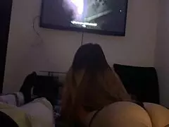scared bestie in panties mounts me during horror flick