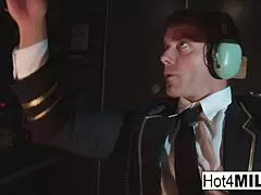 bet you'd love stuffing that flight attendant's fake tits with cockpit cock