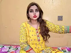 pakistani desi stepmom strokes cock tight pussy handjob close up bedroom