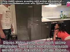 caught this german milf in kitchen, now she takes mmf threesome pounding
